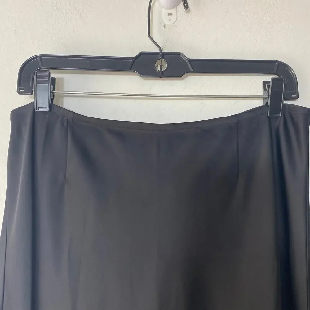 Chicos Woman’s Black Satin Midi Skirt SZ 1.5 Classic Modest Minimalist